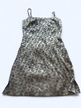 La Belle Vintage 90s Y2K Floral Satin Brocade Slip Mini Dress 5 S